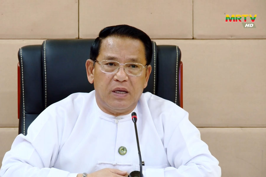 Junta information minister Maung Maung Ohn. (Photo: MRTV)